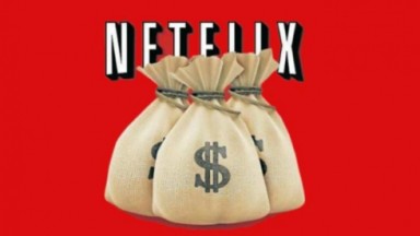Logo da Netflix com sacos de dinheiro 