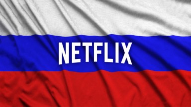 Logo da Netflix na bandeira russa 