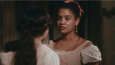Heslaine Vieira como Zayla em cena da novela Nos Tempos do Imperador, em exibição na Globo 