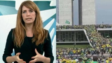 Poliana Abritta na cobertura da Globo para atos antidemocráticos e terroristas em Brasília 