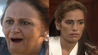 Laura Cardoso como Isaura e Glória Pires como Raquel em Mulheres de Areia 