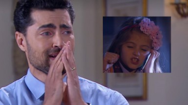 Gustavo chorando em cena de Carinha de Anjo na montagem do NaTelinha 