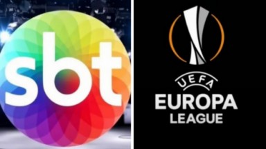 Logo do SBT e UEFA Europa League 