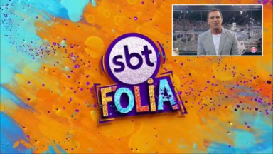 logotipo do SBT Folia com montagem de uma foto de Rodrigo Bocardi 