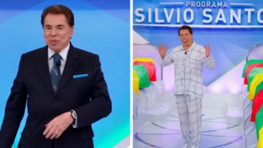 Silvio Santos na volta aos palcos e de pijama em seu programa 