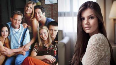Camila Queiroz e elenco de Friends em foto montagem 