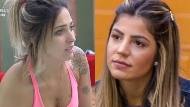 Tati Dias não aprova o relacionamento mais sério entre Hariany Almeida e Lucas Viana no reality show A Fazenda 2019 