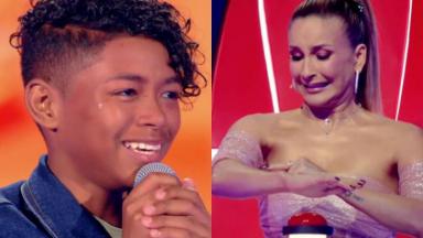 Kauê Penna e Claudia Leitte no The Voice Kids 