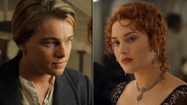 Leonardo DiCaprio e Kate Winslet em Titanic 