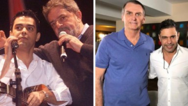 Zezé Di Camargo ao lado de Lula e Bolsonaro 