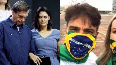 Jair Bolsonaro, a esposa Michelle, Guilherme de Pádua e sua esposa, em montagem