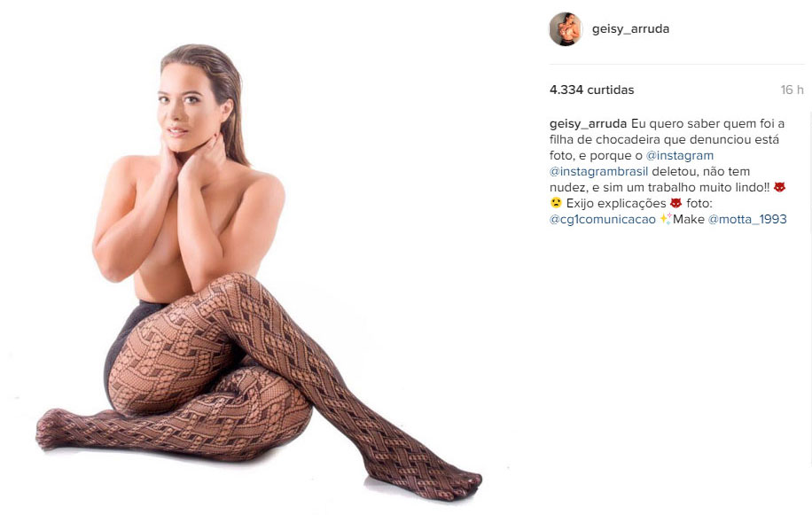Geisy Arruda se revolta em rede social após ter foto sensual denunciada