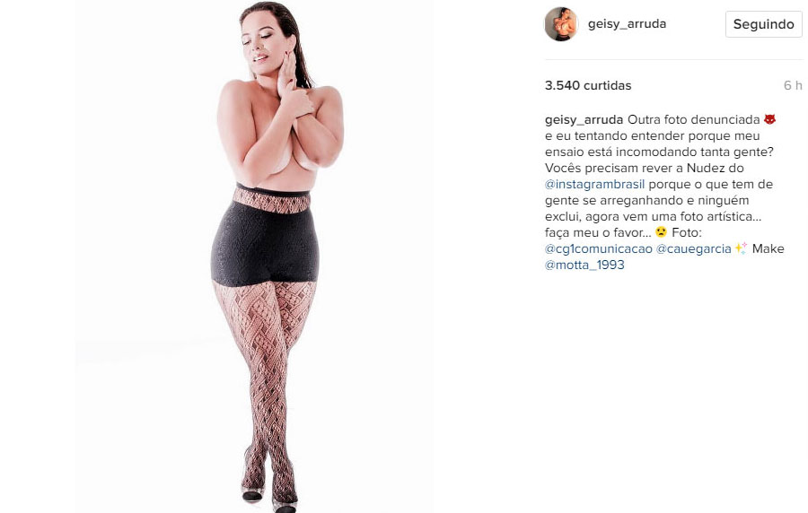 Geisy Arruda se revolta em rede social após ter foto sensual denunciada