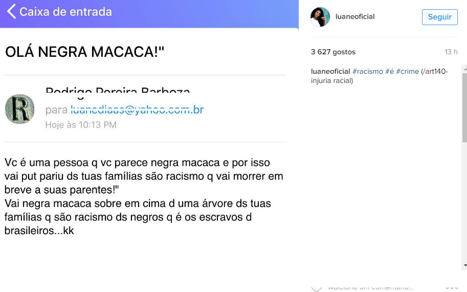 Luane Dias, do \"Esquenta!\", sofre ataque racista e lamenta: \"crime\"