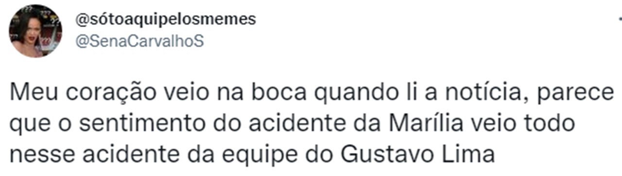 Acidente com equipe de Gusttavo Lima é comparada com morte de Marília Mendonça: \"Coração na boca\"