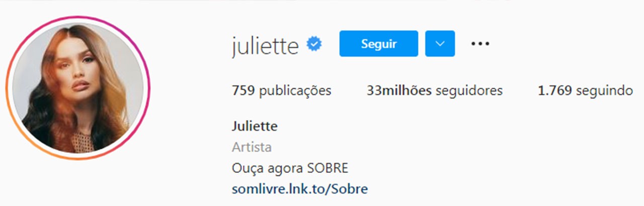 Juliette alcança marca impressionante nas redes sociais