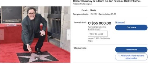 Chiclete mascado por Robert Downey Jr. vai a leilão e tem lance inicial de 210 mil reais