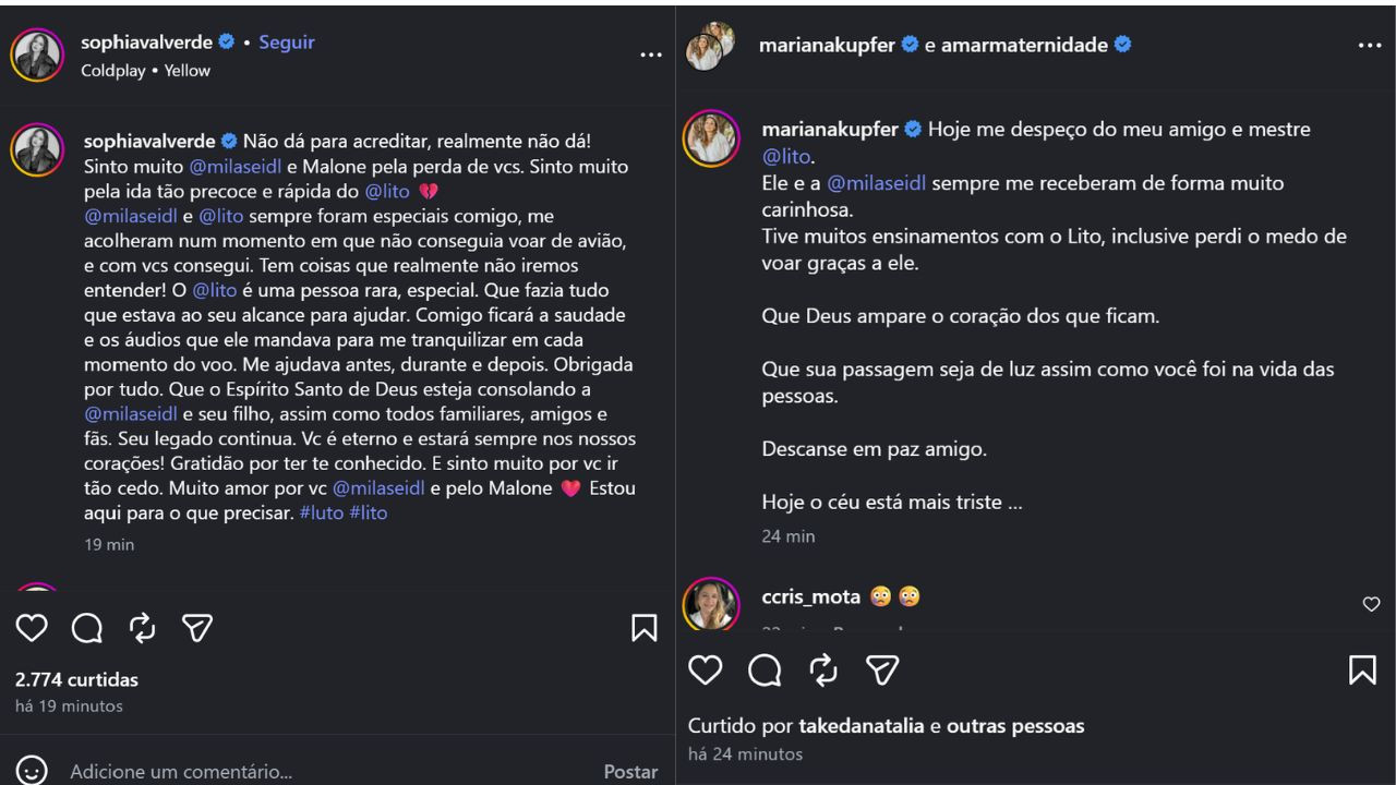 Famosos lamentam morte de Lito Sousa após homenagem emocionante da esposa
