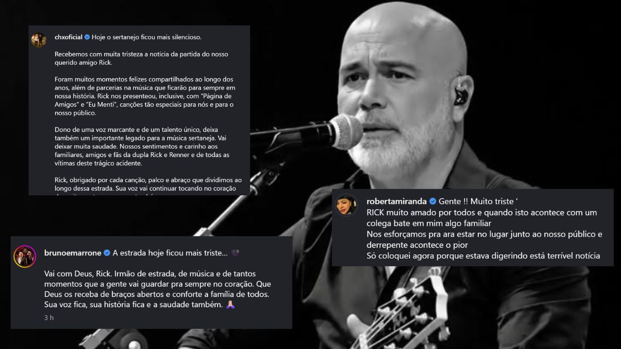 Morte de Rick comove famosos e sertanejos se despedem do cantor: \"A estrada ficou mais triste\"