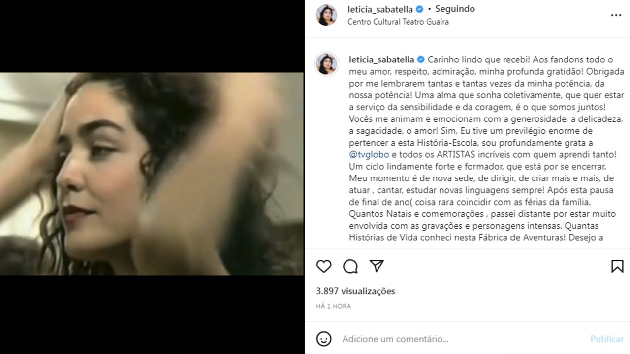 Globo encerra vínculo com Letícia Sabatella após 30 anos: \"Momento de nova sede\"
