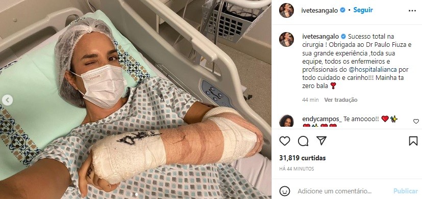 Ivete Sangalo revela resultado de cirurgia após acidente