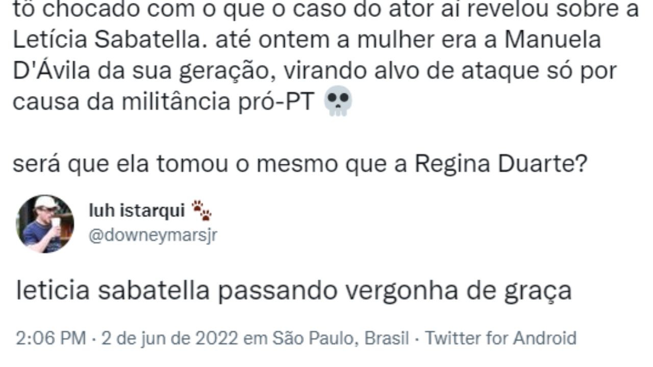 Letícia Sabatella é cancelada após opinião polêmica: \"Tomou o mesmo que a Regina Duarte?\"