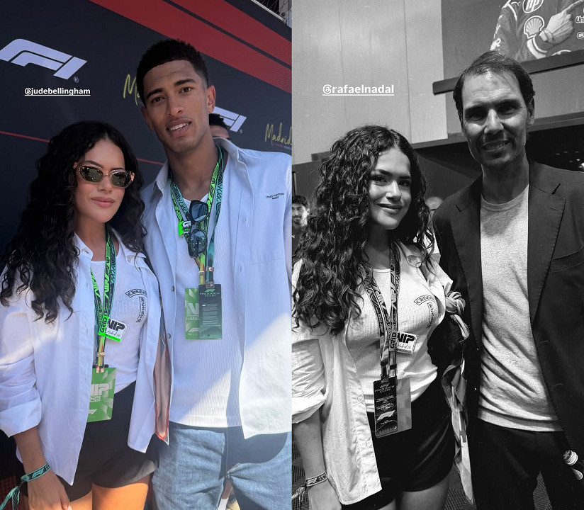 Maisa tieta Lewis Hamilton, Rafael Nadal e Bellingham em GP de Fórmula 1