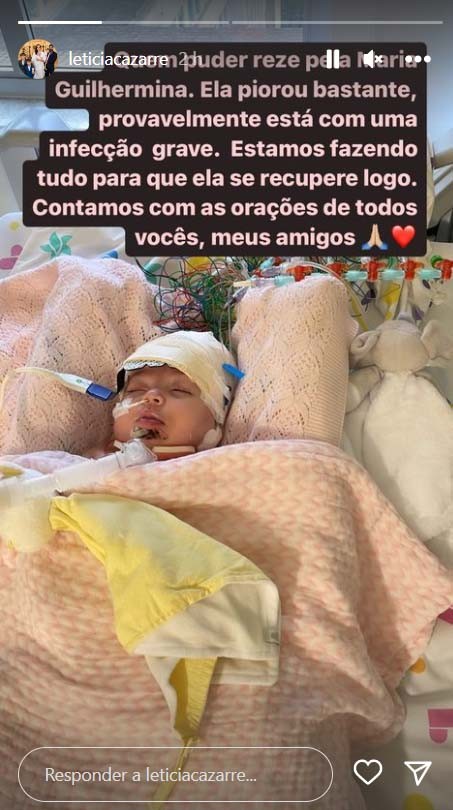 Piora o estado de saúde da filha de Juliano Cazarré
