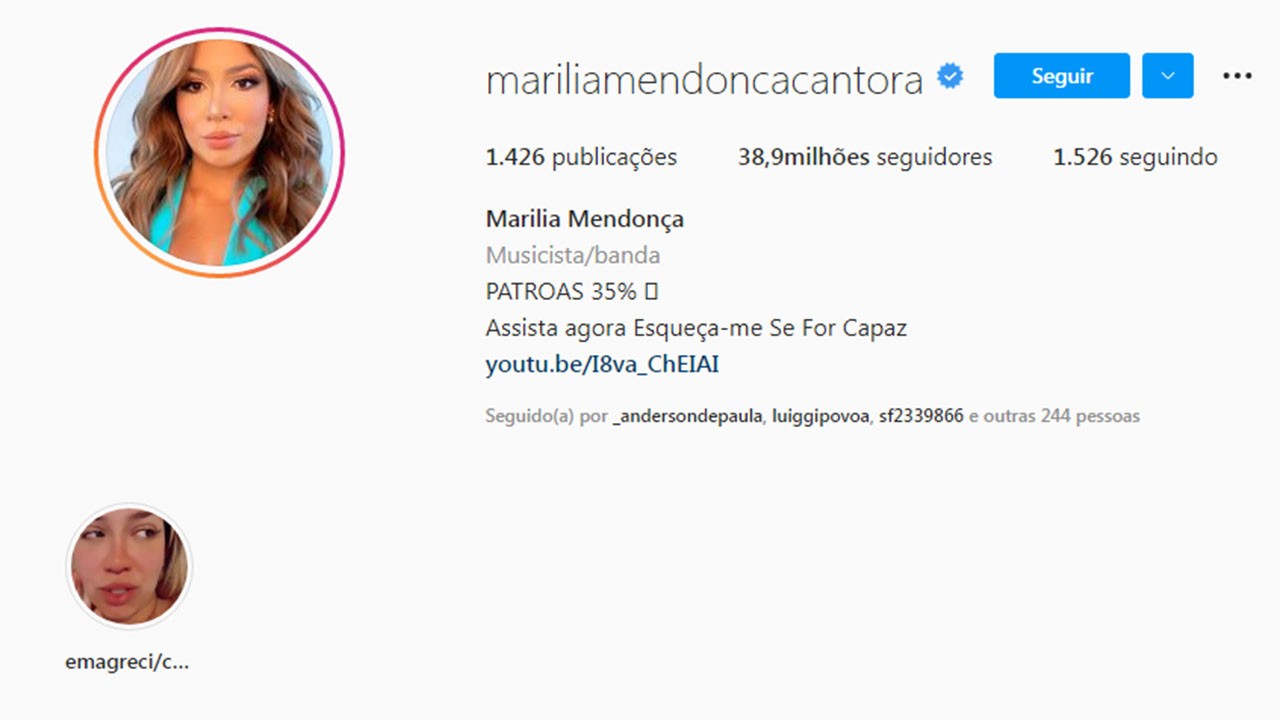 Marília Mendonça ganha quase 3 milhões de seguidores após sua morte