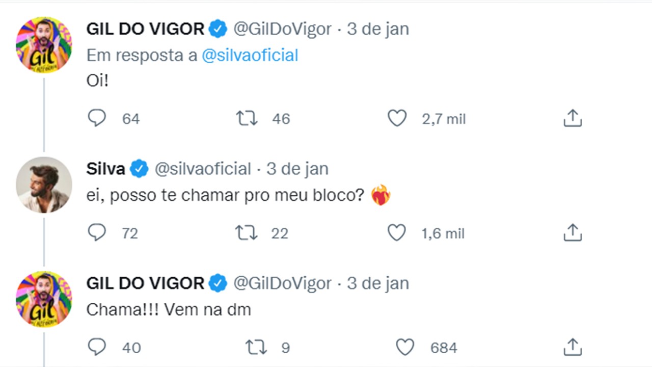 Solteiro, Gil do Vigor mira cantor Silva após ver foto do cantor nu