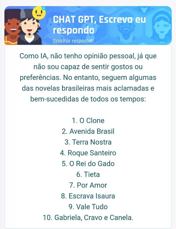 As 10 melhores novelas brasileiras de todos os tempos, segundo o ChatGPT