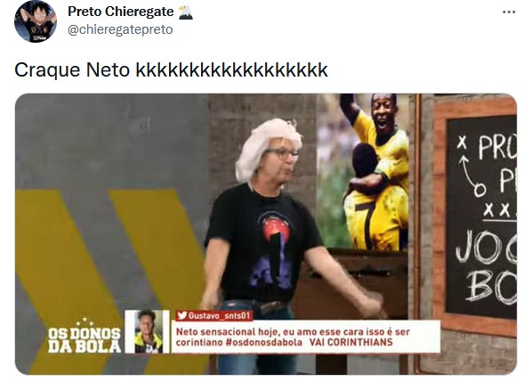 Neto apresenta programa de peruca loira após vitória do Corinthians: \"Estou linda\"