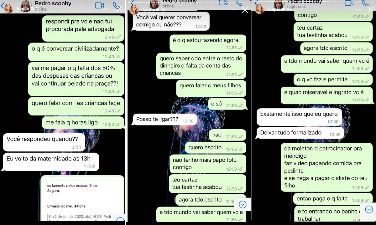 Luana Piovani expõe briga no WhatsApp com Pedro Scooby