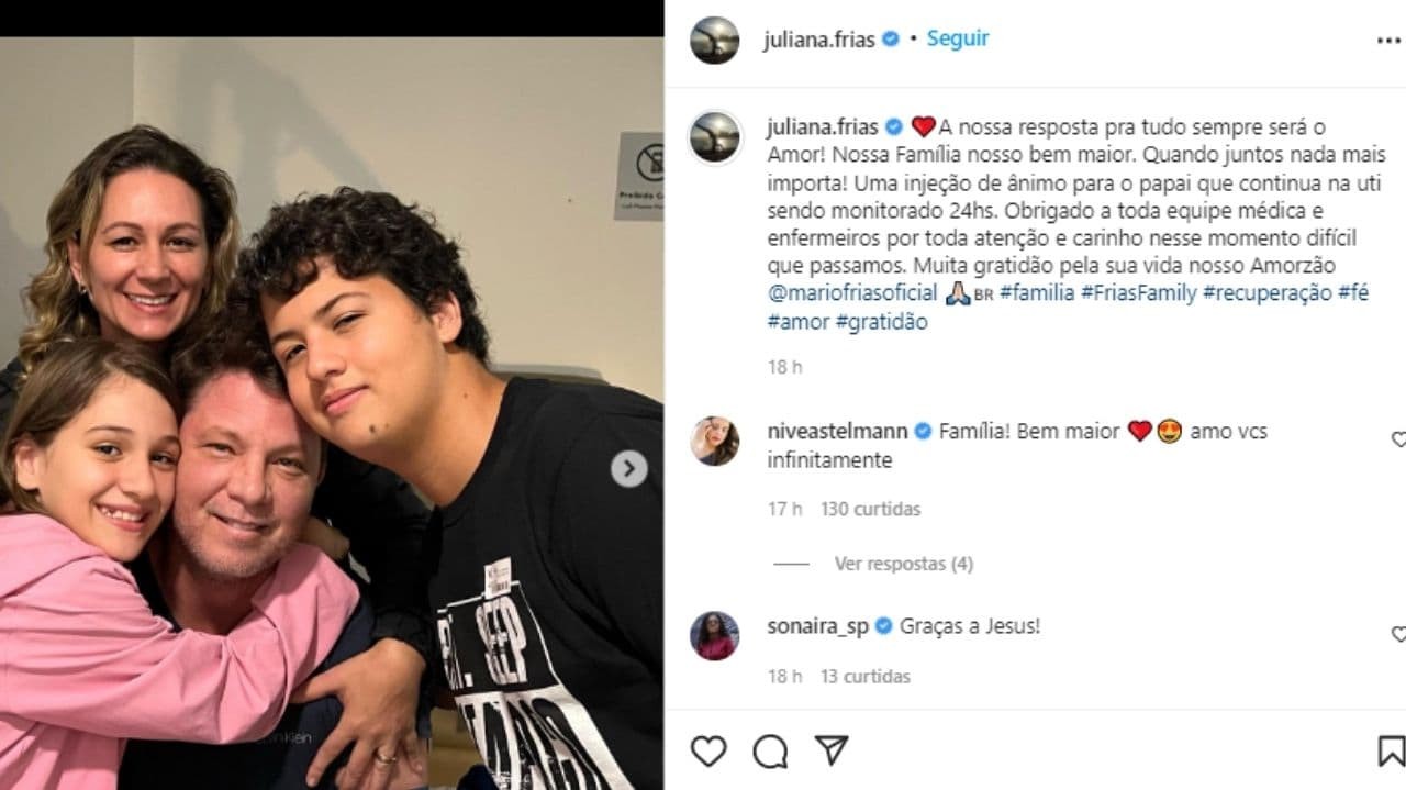 Mulher mostra Mario Frias em recuperação após infarto; assista