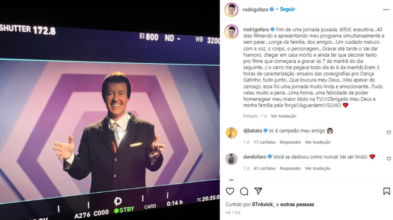 Rodrigo Faro surge de Silvio Santos e detalha rotina pesada