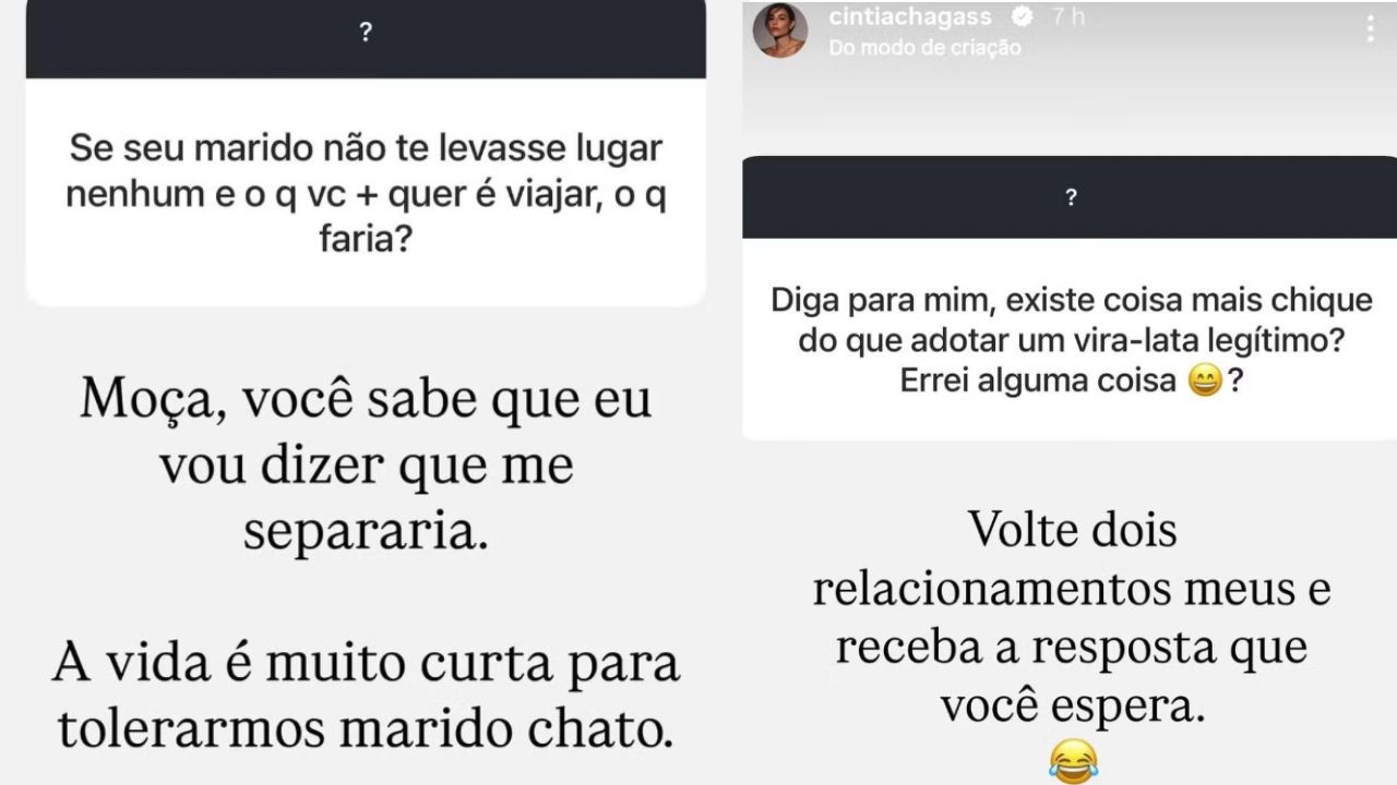 Após assumir namoro com Barrichello, Cíntia Chagas avisa: \"Me separaria\"