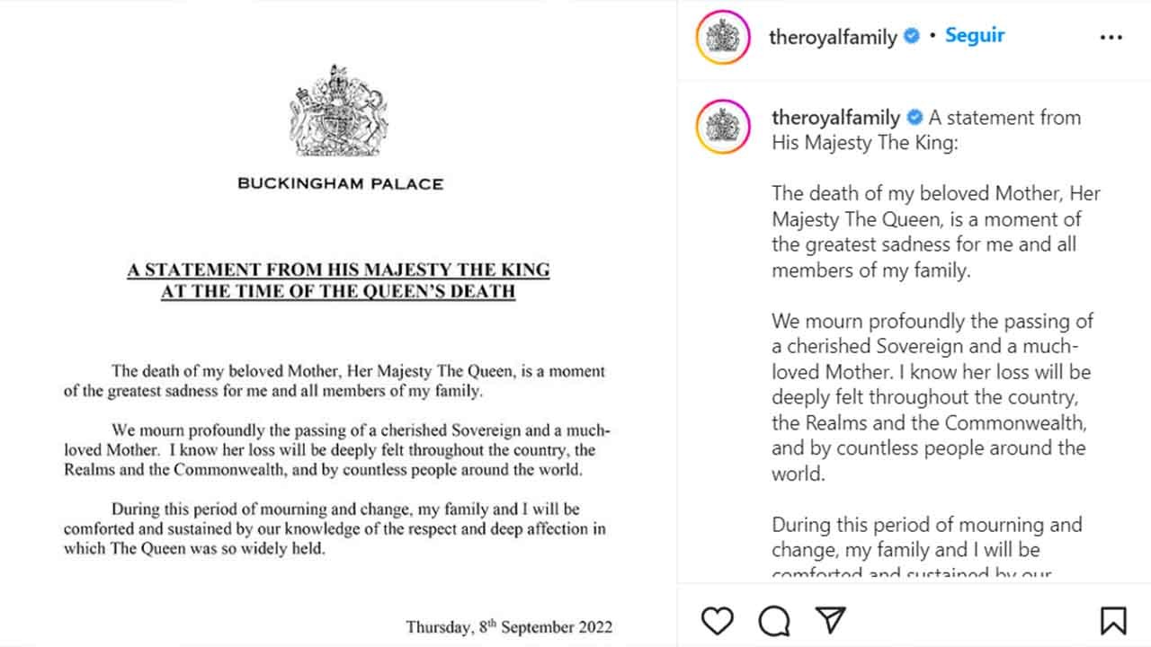 Novo rei, Charles se pronuncia sobre morte de Elizabeth