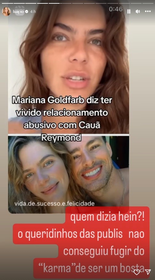 Luana Piovani detona Cauã Reymond após relato de Mariana Goldfarb: \"Um bosta\"