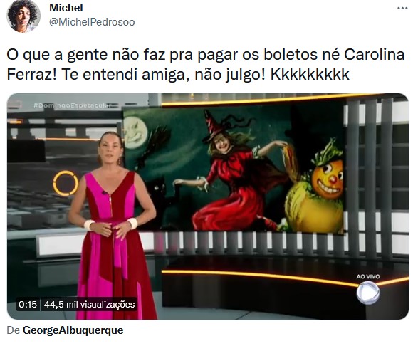 Carolina Ferraz vira piada na web após reportagem da Record criticar o Halloween