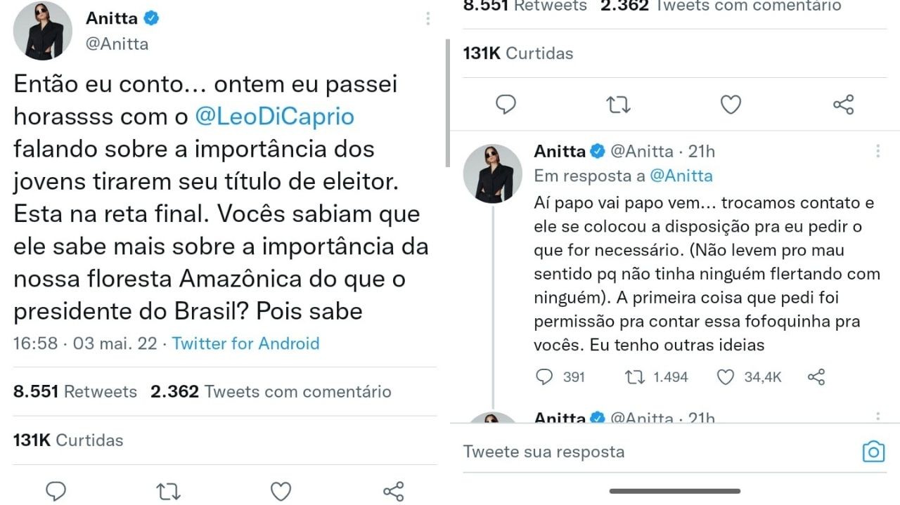 Após deboche de Bolsonaro, Leonardo DiCaprio responde Anitta e faz campanha na web