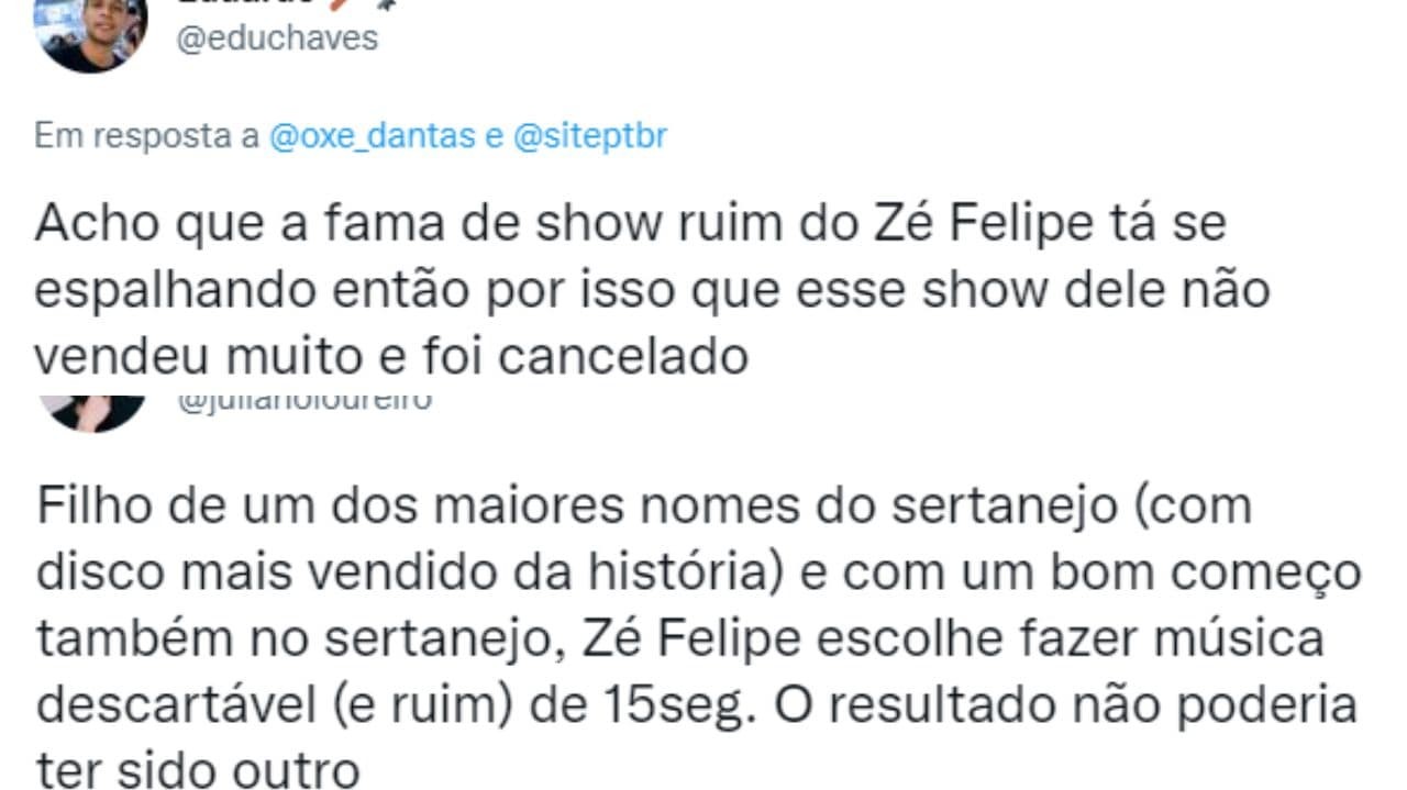 Zé Felipe tem show cancelado por falta de público
