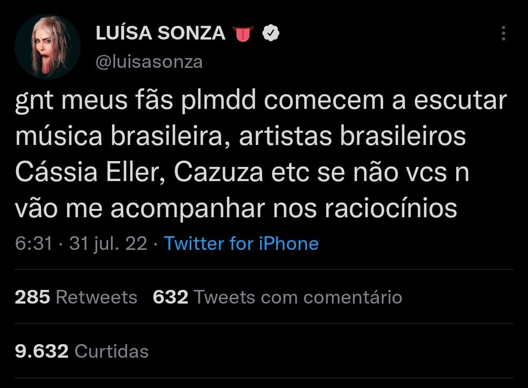 Luísa Sonza vê fãs darem fora e faz um pedido