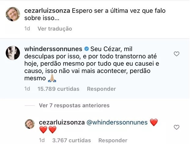 Whindersson Nunes se desculpa com pai de Luísa Sonza por falas da mãe: \"Não vai mais acontecer\"