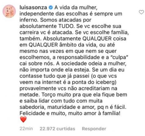 Luísa Sonza reage após anúncio de que Whindersson Nunes será papai