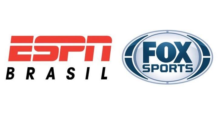 Montagem com os logos da ESPN Brasil e da Fox Sports