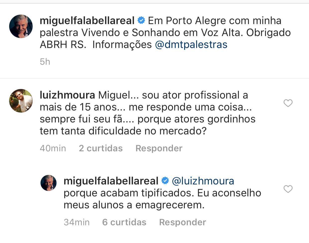 Miguel Falabella faz comentário polêmico e é acusado de gordofobia