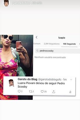 Luana Piovani para de seguir Pedro Scooby no Instagram após detoná-lo