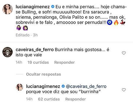 Luciana Gimenez questiona seguidor que a chamou de \"burrinha\" e fãs saem em sua defesa