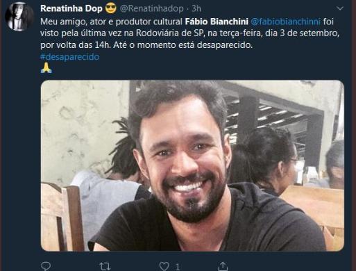 Ex-ator da Globo está desaparecido e amigos fazem campanha