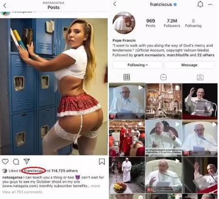 Perfil do Papa Francisco no Instagram curte foto sensual de brasileira; Vaticano investiga